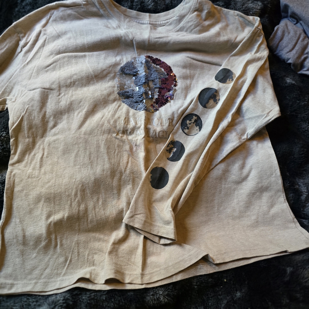 Wonder Nation Beige Long Sleeve with Sequin Design